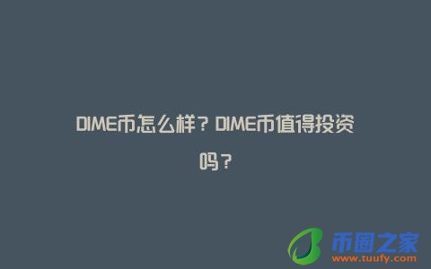 DIME币怎么样？DIME币值得投资吗？